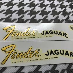 2PCS VINTAGE & FENDER - JAGUAR  GUITAR WATERSLIDE TRANSFER HEADSTOCK LOGO DECAL
