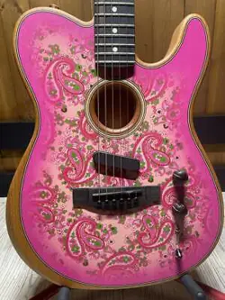 ELECTRIC ACOUSTIC GUITAR FENDER AMERICAN ACOUSTASONIC TELECASTER PINK PAISLEY