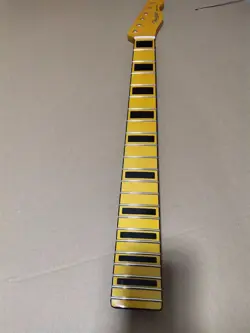 YELLOW 22 FRET TELE ELECTRIC GUITAR NECK MAPLE FOR DIY FENDER REPLACE REAL INLAY