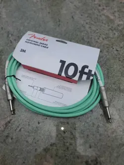 GENUINE FENDER ORIGINAL SERIES INSTRUMENT/GUITAR CABLE, SURF GREEN, 10' FT