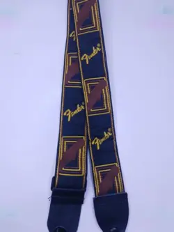 VINTAGE 80S FENDER MONOGRAM LOGO STRAP  FOR GUITAR / BASS GUC BLACK BROWN