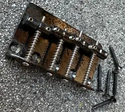 GENUINE FENDER JAPAN AERODYNE JAZZ BASS BRIDGE ASSEMBLY SMOKED CHROME