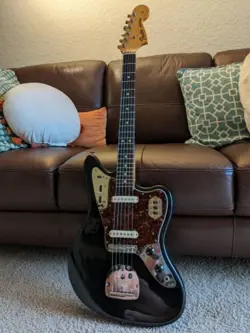 2005 FENDER AMERICAN VINTAGE '62 (AVRI) JAGUAR BLACK STAYTREM BRIDGE TREMOLO ARM