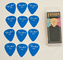 (12) FENDER CALIFORNIA CLEAR LAKE PLACID BLUE THIN GUITAR PICKS - DISCONTINUED