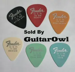 FENDER GUITAR PICKS 351 DURA TONE MEDIUM HEAVY THIN EXTRA HEAVY  MADE IN THE USA