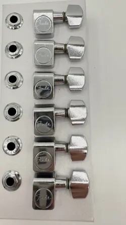 1989/90 FENDER STRATOCASTER STANDARD INLINE-6 TUNING PEGS TUNERS TWO-PIN CHROME