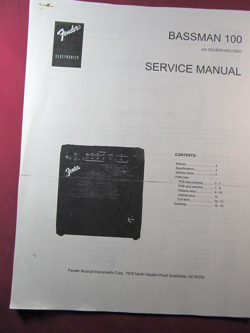 FENDER BASSMAN 100 BASS GUITAR AMPLIFIER SERVICE MANUAL