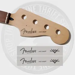 (2) FENDER JAZZ BASS WATERSLIDE GUITAR HEADSTOCK DECALS WITH CS LOGO