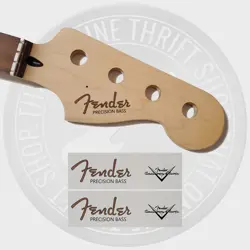 (2) FENDER PRECISION BASS WATERSLIDE GUITAR HEADSTOCK DECALS WITH CS LOGO
