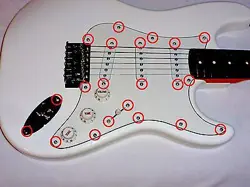 (33) GUITAR FENDER STRAT STYLE PICKGUARD STAINLESS SCREWS • 70 ROCKWELL HARDNESS