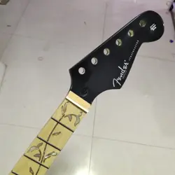 BLACK  22 FRET ST ELECTRIC GUITAR NECK PART MAPLE FOR DIY FENDER REPLACEMENT