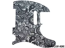 *NEW TELECASTER PICKGUARD FOR FENDER USA VINTAGE TELE 5 HOLE BLACK PAISLEY PRINT