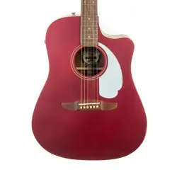 FENDER REDONDO PLAYER, CANDY APPLE RED SATIN CUTAWAY ELECTRIC DREADNOUGHT GUITAR