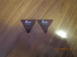 2 VINTAGE PRE CBS FENDER 355 TRIANGLE SHELL GUITAR PICKS - HEAVY GAUGE NOS #1267