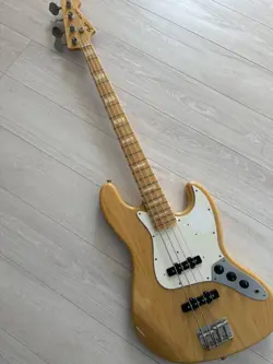 USED FENDER JAPAN JB75 NATURAL MADE IN JAPAN ASH BODY JAZZ BASS W/GB