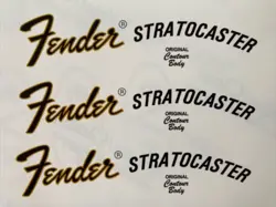 70S FENDER STRATOCASTER WATERSLIDE HEADSTOCK DECAL (3 PCS.)