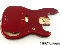 FENDER NATE MENDEL ROAD WORN P BASS BODY, PRECISION NITRO CANDY APPLE RED.