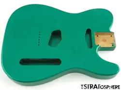 NEW REPLACEMENT BODY FOR FENDER TELECASTER TELE, ROASTED ASH, METALLIC GREEN