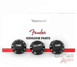 GENUINE FENDER STRATOCASTER/STRAT BLACK GUITAR CONTROL KNOBS - 2 TONE, 1 VOLUME