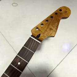22 FRET ST ELECTRIC GUITAR NECK PART FLAME MAPLE FOR DIY FENDER REPLACE GLOSS