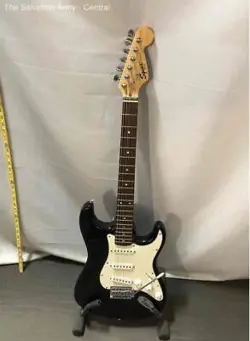 SQUIER BY FENDER BLACK 6 STRING MUSICAL INSTRUMENT ELECTRIC GUITAR WITH BAG