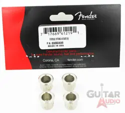 (4) GENUINE FENDER AMERICAN STANDARD BASS STRING FERRULES, NICKEL 004-8604-049