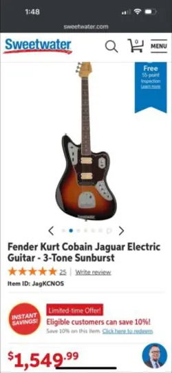 FENDER KURT COBAIN JAGUAR 6 STRING ROSEWOOD FINGERBOARD ELECTRIC GUITAR