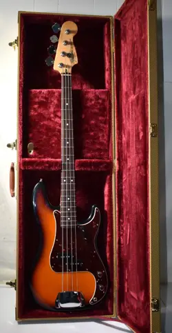 FENDER PRECISION BASS ELECTRIC BASS GUITAR W/ HARD CASE SUNBURST - MIM