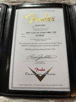 CUSTOM SHOP 62 STRATOCASTER LOADED BODY