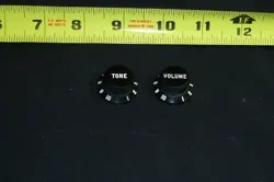 2 - 1970S VINTAGE BLACK FENDER STRATOCASTER GUITAR VOLUME TONE KNOBS - ITEM KN