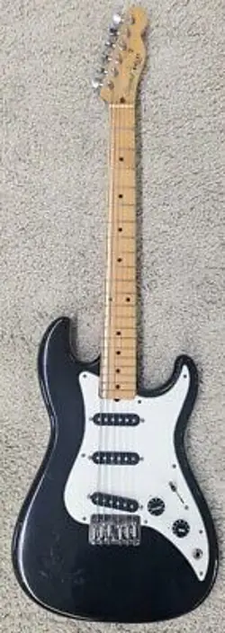 SQUIER 1 BULLET BY FENDER, MADE IN JAPAN, GLOSS BLACK ELECTRIC GUITAR WITH CASE