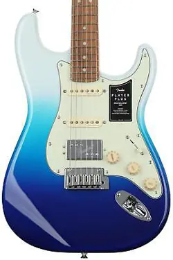FENDER PLAYER PLUS STRATOCASTER HSS ELECTRIC GUITAR - BELAIR BLUE WITH PAU FERRO