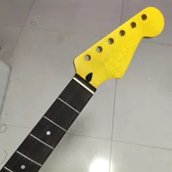 YELLOW 22 FRET STRAT ELECTRIC GUITAR NECK MAPLE FOR DIY FENDER REPLACE ROSEWOOD