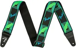 GENUINE FENDER NEON MONOGRAMMED ADJUSTABLE GUITAR STRAP, GREEN/BLUE