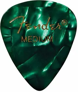 FENDER 351 PREMIUM CELLULOID GUITAR PICKS - MEDIUM, GREEN MOTO 12-PACK (1 DOZEN)