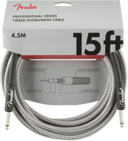 GENUINE FENDER PROFESSIONAL SERIES GUITAR/INSTRUMENT CABLE, WHITE TWEED - 15' FT