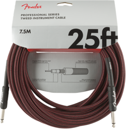 GENUINE FENDER PROFESSIONAL SERIES GUITAR/INSTRUMENT CABLE - RED TWEED - 25' FT