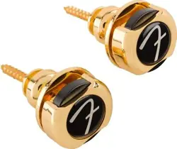 GENUINE FENDER INFINITY F LOGO STRAT/TELE GUITAR STRAP LOCKS STRAPLOCKS - GOLD