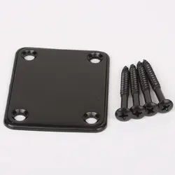 BLACK NECK PLATE W/ SCREWS FITS FENDER STRAT TELE HIGH QUALITY GUITAR PARTS