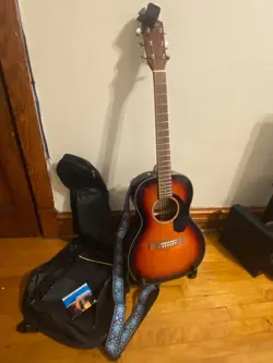 GREAT BEGINNER GUITAR + ACCESSORIES - FENDER CP-60S PARLOR ACOUSTIC - SUNBURST