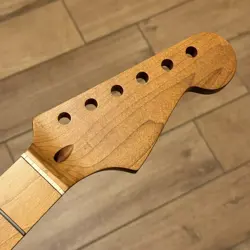 ROASTED MAPLE STRAT ELECTRIC GUITAR NECK NITRO SATIN FOR DIY FENDER STRATOCASTER