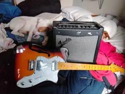 CUSTOM ELECTRIC GUITAR AND FENDER MUSTANG AMP  