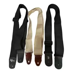 LOT OF 3 GUITAR STRAPS FOR FENDER STRAT TELECASTER BLACK TAN ADJUSTABLE