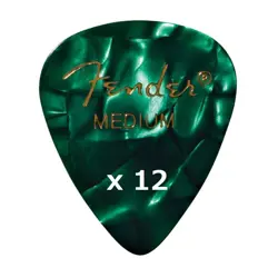 FENDER PREMIUM CELLULOID 351 SHAPE PICKS MEDIUM GREEN MOTO 12-PACK