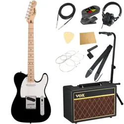 SQUIER BY FENDER SONIC TELECASTER MN BLK WITH VOX AMPLIFIER 11-PIECE BEGINNER'S 