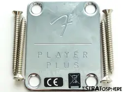 FENDER PLAYER PLUS SERIES STRATOCASTER STRAT, CHROME 4-BOLT NECK PLATE & BOLTS