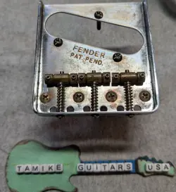 AGED RELIC FENDER  TELECASTER BRIDGE /W BRASS SADDLES + HARDWARE 