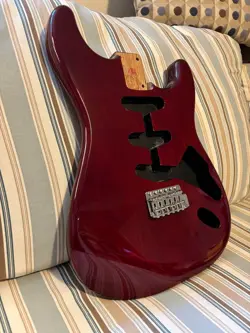 FENDER STYLE ROASTED ASH STRATOCASTER GUITAR BODY BURGANDY WINE