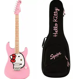 SQUIER BY FENDER HELLO KITTY STRATOCASTER ELECTRIC GUITAR LIMITED PINK CASE JPN