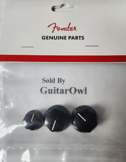 FENDER BLACK JAZZ BASS GUITAR SKIRTED CONTROL KNOBS MADE IN THE USA 0991370000